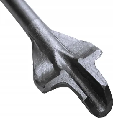 A close-up, angled view of a metal tool head against a white background.