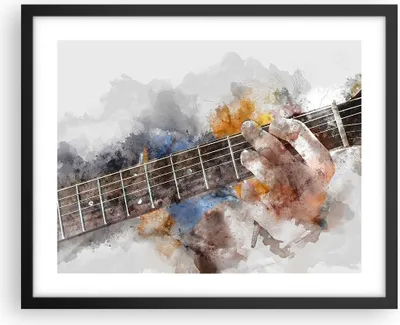Produktbild von Gerahmtes Poster - Schwarzer Rahmen - Gitarre Musik - 50x40 cm - Wand Bild - Wanddeko - Wandbilder - Kunstposter - Wandposter - Bilderrahmen - Bilder - Kunstdruck - Wandbild - P2BAA50x40-3448