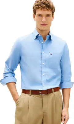 Zdjęcie produktu dla Koszulka męska Tommy Hilfiger, model Light Oxford, jednolity kolor, z dodatkiem Elasthanu, niebieska (Shirt Blue), rozmiar XS