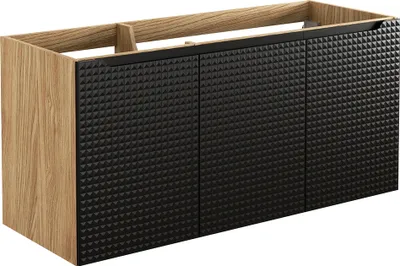 Produktbild von Waschtischunterschrank 120 cm in Eiche mit schwarz 3-türig, LONDON-56-BLACK