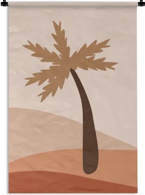 Produktbild von MuchoWow® Wandteppich Wandbehang Sommer - Palme - Pastell 60x90 cm Tapisserie Dekoration Wandtuch - Foto-Teppich - Abwaschbar