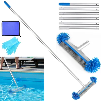 Immagine prodotto di Omgoods - Spazzola per piscina con asta in alluminio da 210 cm e accessori per la pulizia