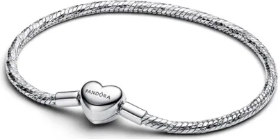 Obrázek produktu pro Hadí náramek Pandora s fazetovým zapínáním ve tvaru srdce stříbrný 594236C00-16 cm