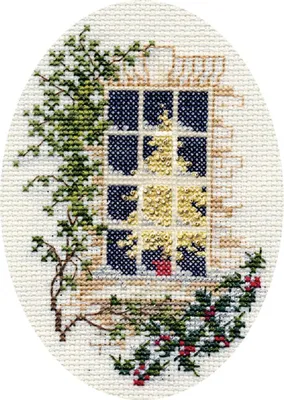 Produktbild von Bothy Threads Grußkarte Kreuzstich-Set "Weihnachtsfenster", 9x13.3cm, DWCDX08, Zählmuster