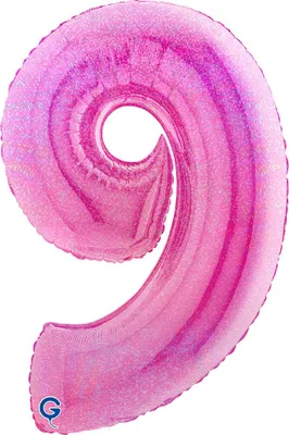 Produktbild von Riesenzahl Folienballon 40"/102cm | Holo Pink Zahl: 9