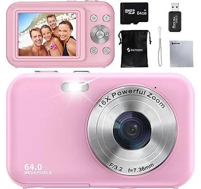 Produktbild von Siltcon® Digitalkamera Full HD 64MP – Kompaktkamera für Kinder & Vlogs, 16x Zoom, inkl. 64GB SD-Karte