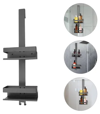 Immagine prodotto di Ripiano da bagno, acciaio inossidabile 304, montaggio a parete, 2 ripiani, capacità di carico 15 kg, dimensioni 23 x 10 x 74 cm