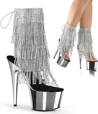 Produktbild von ADORE-1017RSF Damen Booties von Pleaser, Transparent Silber , EU 42, US 12