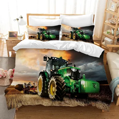 Zdjęcie produktu dla Komplet pościeli z motywem traktora, przyjazny dzieciom, rozmiar 200 x 200 cm