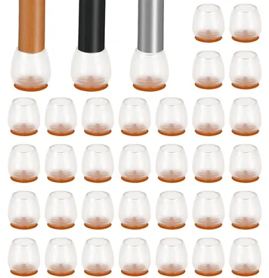 Produktbild von Famanu Stuhlbeinschoner 32 Stück Transparent mit Filzgleitern - Rund