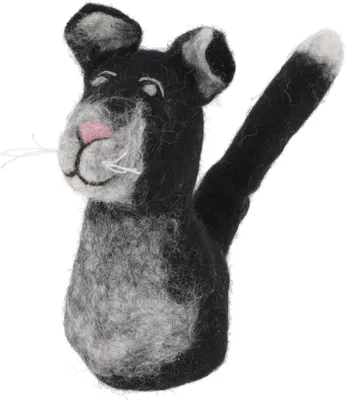 Produktbild von Filz Eierwärmer, Handgemachte Filzdekoration aus Nepal, Filztier - Katze Schwarz, Filz,Wolle, 15*6*6 cm, Filz Eierwärmer