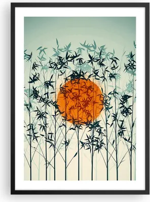Produktbild von Gerahmtes Poster - Schwarzer Rahmen - Westen Sonne Gras - 50x70 cm - Wand Bild - Wanddeko - Wandbilder - Kunstposter - Wandposter - Bilderrahmen - Bilder - Kunstdruck - P2BPA50x70-5104