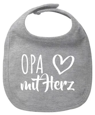 Produktbild von Huuraa Baby Lätzchen Opa mit Herz Heather Grey Klettverschluss  Baumwolle Latz Geschenkidee