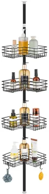 Image de Étagère de douche télescopique sans perçage, avec 4 paniers