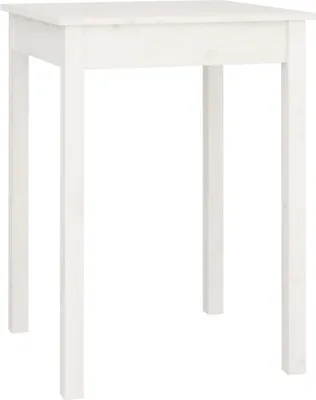 A white wooden dining table on a white background.