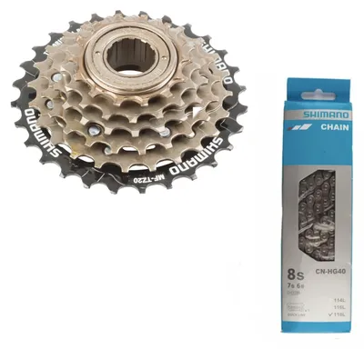Produktbild von windmeile | Shimano Set Kette CN-HG40 und Schraubkranz MF-TZ500 6-Fach 14-28 Zähne Freilauf, Fahrrad, E-Bike, Elektro Fahrrad, Pedelec