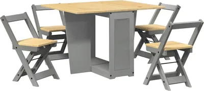 Produktbild von vidaXL 5-tlg. Butterfly-Esstisch-Set Corona Grau Kiefernholz