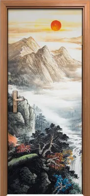 Produktbild von Türposter 80x200 cm Türaufkleber Türtapete Türfolie Klebefolie Kunst Chinesische Landschaftsmalerei