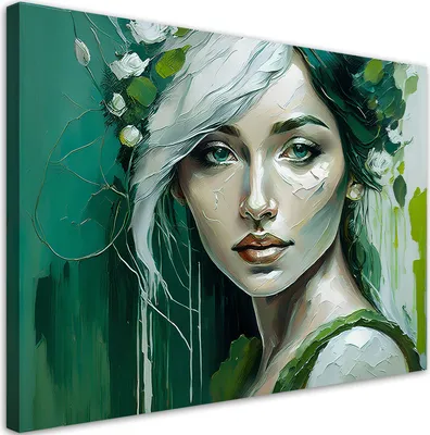 Obrázek produktu pro Feeby plátno nástěnná malba nástěnná malba ženský glamour zelená 120x80 cm plátno nástěnná malba nástěnná dekorace design obývací pokoj ložnice předsíň kancelář kuchyně