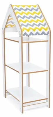 Obrázok produktu pre Skye Decor, univerzálna polica (výška 100 cm, šírka 50 cm, hĺbka 30 cm) v bielej a žltej farbe | 100 % MDF, hrúbka 12 mm | Moderný dizajn v štýle chevron, ideálny do každej miestnosti!
