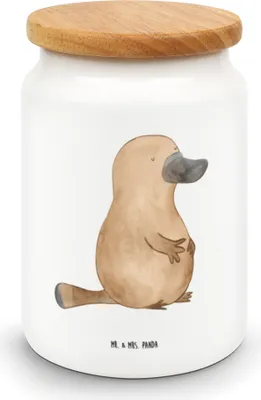 Produktbild von Mr. & Mrs. Panda Dose Schnabeltier Mut - Weiß - Geschenk, Weltreise, Neuanfang, Keksdose, Meer, Lebensweisheit, Motivation, Vorratsbehälter, Arbeit, Kaffeedose, behälter