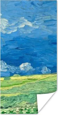 Produktbild von MuchoWow® Poster Weizenfeld unter Gewitterwolken - Vincent van Gogh 60x120 cm - Wandschmuck