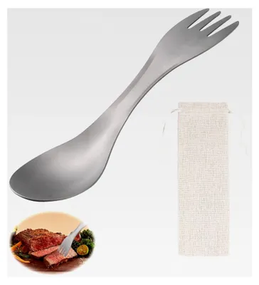 Produktbild von 2-in-1 Titan Löffel/Spork, Multifunktionales Tragbares Ultraleichtes Besteck für Outdoor-Aktivitäten