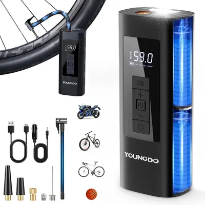Produktbild von YOUNGDO Fahrradpumpe, Luftpumpe Fahrrad, Elektrische Luftpumpe – Schwarz