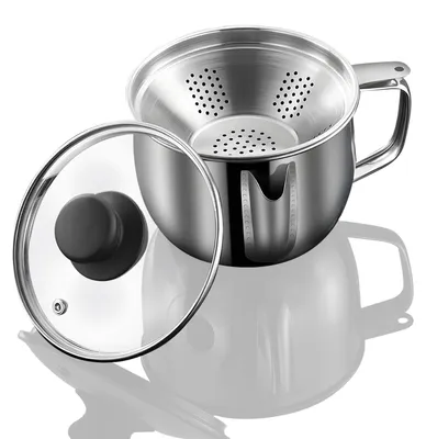Fettabscheider 1000 ml Edelstahl mit Sieb und Deckel