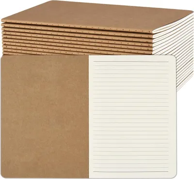 Produktbild von Notizbuch A5 liniert, 24 Stück Kraft Cover Notizheft mit 30 Blatt, Heft für Büro und Schule