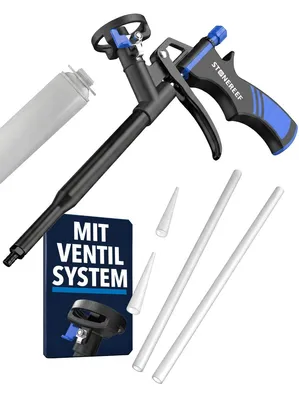 Produktbild von PU Schaumpistole - Teflonbeschichtete Dosierpistole aus Metall | Ergonomischer Griff für Präzises Auftragen von Bauschaum und Montageschaum