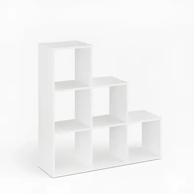 Produktbild von KOMTO Treppenregal Vexo, Raumteiler, Bücherregal mit 6 Fächern, 30 x 30 cm, Würfelregal, Weiß
