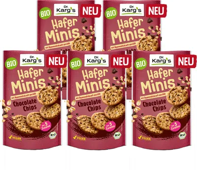 Produktbild Dr. Kargs Bio Hafer Minis Chocolate Chips süßer Snack 85g 5er Pack