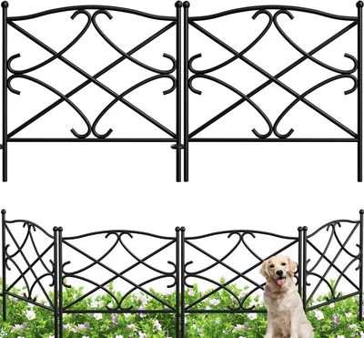 Immagine prodotto di Pannelli di recinzione in metallo per giardino e aiuole - Confezione da 5 pezzi - Colore nero