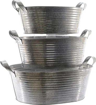 Produktbild von Zink Uebertopf matt mit Zinkhenkel 3er-Set