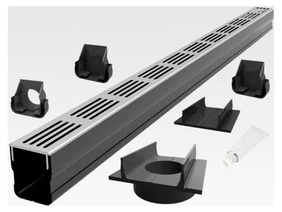 Produktbild von Entwässerungsrinne Set 4,00 m | Aluminium Grau | Typ 65x60