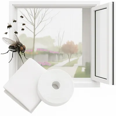 Obrázek produktu pro Moskytiéra do okna síť proti hmyzu 150x180 cm bílá se samolepicím suchým zipem