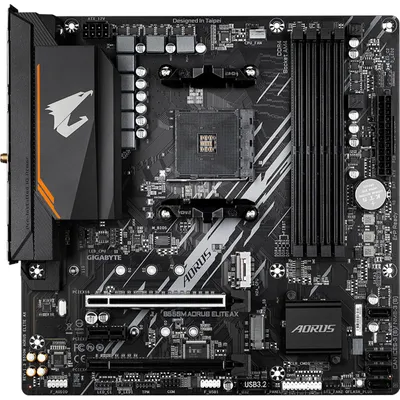 Zdjęcie produktu dla GIGABYTE AORUS B550M ELITE AX - 1.3 - Płyta główna - micro ATX - Socket AM4 - AMD B550 Chipsatz - USB 3.2 Gen 1 - Gigabit LAN, Wi-Fi 6E, Bluetooth - Grafika na płycie głównej (CPU erforderlich) - HD Audio (8-Kanal) (B550M AORUS ELITE AX)