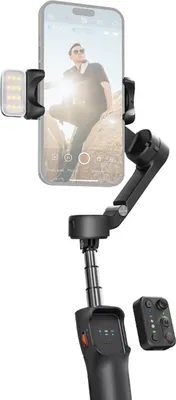 Produktbild von hohem iSteady X3 ausziehbarer 3-Achsen-Smartphone-Gimbal-Stabilisator faltbarer Telefon-Vlog-Gimbal Smart Tracking eingebauter Akku mit magnetischem LED-Fuelllicht Mini-Stativ abnehmbare Fernbedienung 300 g Tragkraft Ersatz fuer iPhone 16/15/14/13/12/11