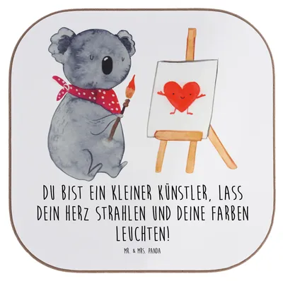 Produktbild von Mr. & Mrs. Panda Untersetzer Tasse Die Freude an der Kreativität entdecken - Weiß - Geschenk, Coaster, Ideen, Lebensfreude, Gläser, mutig, Vertrauem, Trost, Zuversicht