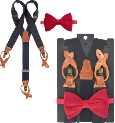 Produktbild von Sir Redman Hosenträger Herren Collin Velvet mit roter Fliege