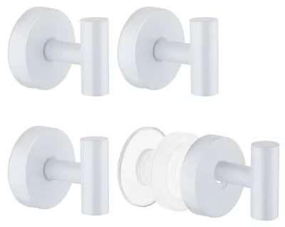 Image de Ventouses avec crochet, lot de 4, crochets à ventouse, crochets pour serviettes sans perçage, porte-serviettes à ventouse, crochets à ventouse en acier inoxydable, crochets à ventouse réutilisables, pour la cuisine et la salle de bains (blanc)