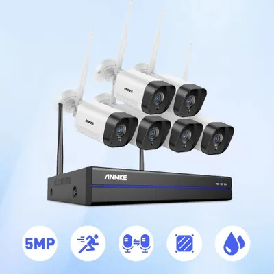 Produktbild von Sicherheitskamera-Set mit 5 Megapixel, WLAN-Funktion, inklusive 10-Kanal-Netzwerk-Video-Recorder (NVR) und 4 TB Festplatte