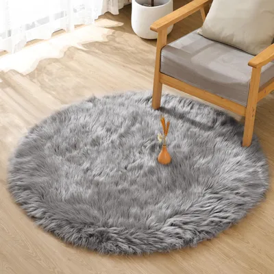 Obrázok produktu pre Omgoods - Shaggy koberec, sivý, 120 cm - Nadýchaný a mäkký