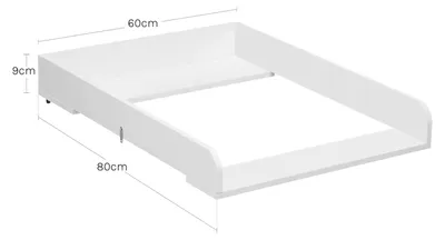 Productafbeelding van Wisselmatras voor commode - Wisselmatras met zijbescherming - MDF - 60 x 10,5 x 80 cm - Wit