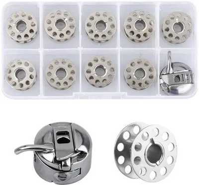 Productafbeelding van bobbin case + 9 stuks Metalen Naaimachine Spoelen voor de meeste naaimachines