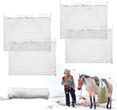 Produktbild von Yakimz Heunetz Heuraufe Beschäftigungsnetz Heusack Futternetz, Pferde extra engmaschig 3cm Netz 4 Stück 160 x 100cm