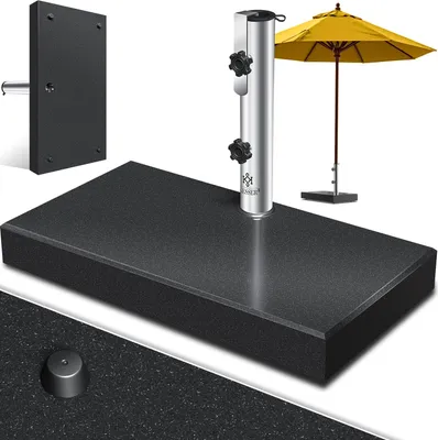 Produktbild von KESSER® Granit Sonnenschirmständer mit Edelstahlrohr, Hochwertiger Schirmständer Sockel 30KG - für Schirmstöcke bis 16-48 mm, Inkl. Transport Griff Garten Balkonschirmständer