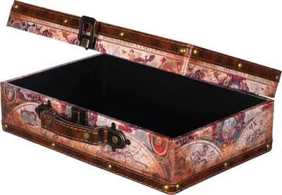 Produktbild von Truhe Kiste KD1288 Kofferoptik Kofferset Holztruhe mit Kunstleder Schatzkiste, Größe:Größe M (26cm B x 15cm T x 8cm H )