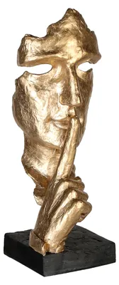 Immagine prodotto di Gilde Skulptur, Gesicht, "Silence", Kunstharz, goldfarben, VE 1, L. 13 cm, B. 13 cm, H. 39 cm 89227 4001250892274